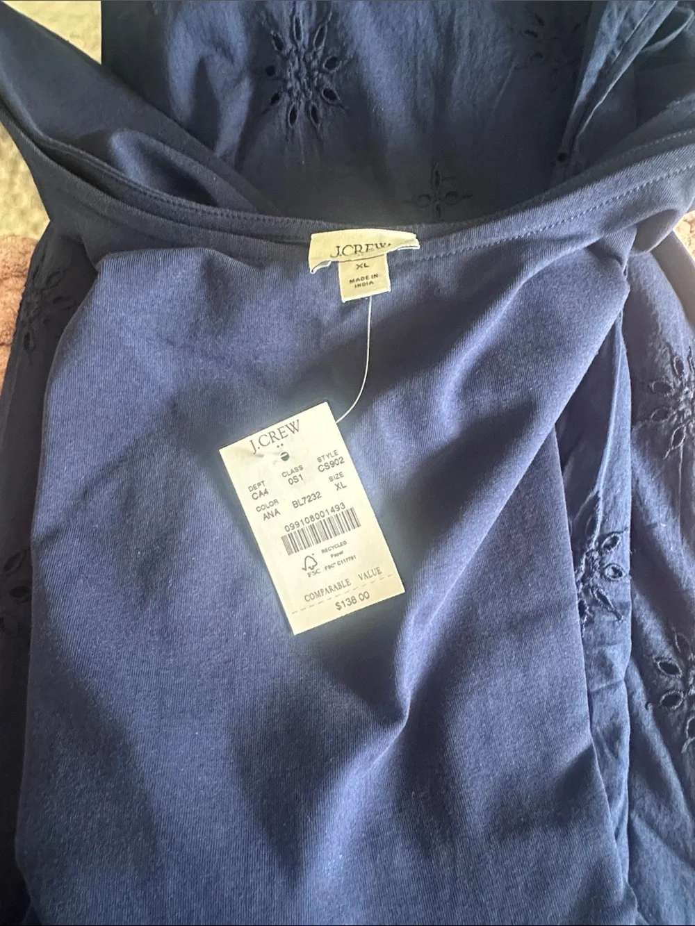 J. Crew Factory Navy Eyelet Midi Dress - Picture 5 of 5